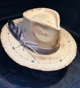 Boho Rock straw hat " Mystical sand "